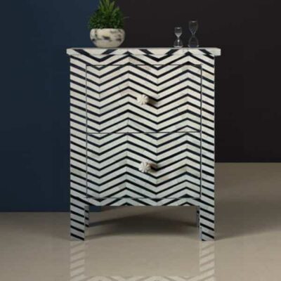 Stripe Inlay Bedside Table