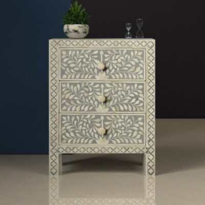 Floral Inlay Bedside Table