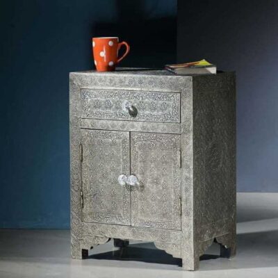 Metal Finish Bedside Table