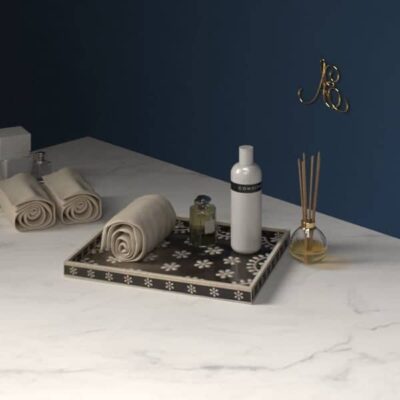 Bone Inlay Floral Tray