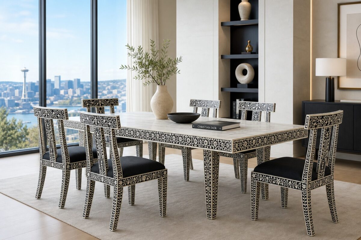 Bone Inlay Dining Table Set- Wholsale Collection